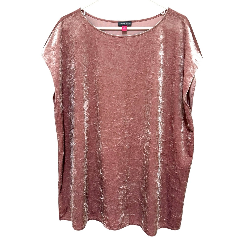 Vince Camuto Velvet Drop Shoulder Top Rose Soft Girl Regency Luxury Women's 2X‎